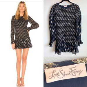 LOVE SHACK FANCY Scarlett Mini Dress in Navy Size S
